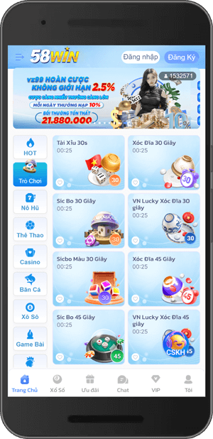 Giao diện ứng dụng 58WIN